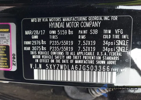 2018 Hyundai Santa Fe Sport 2.0T Ultimate из США, поврежденный, VIN 5XYZWDLA6JG503366